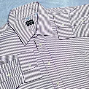 Vintage Gitman Bros Purple Striped Button Down Shirt Men's Size 17.5-34 FLAWS**‎